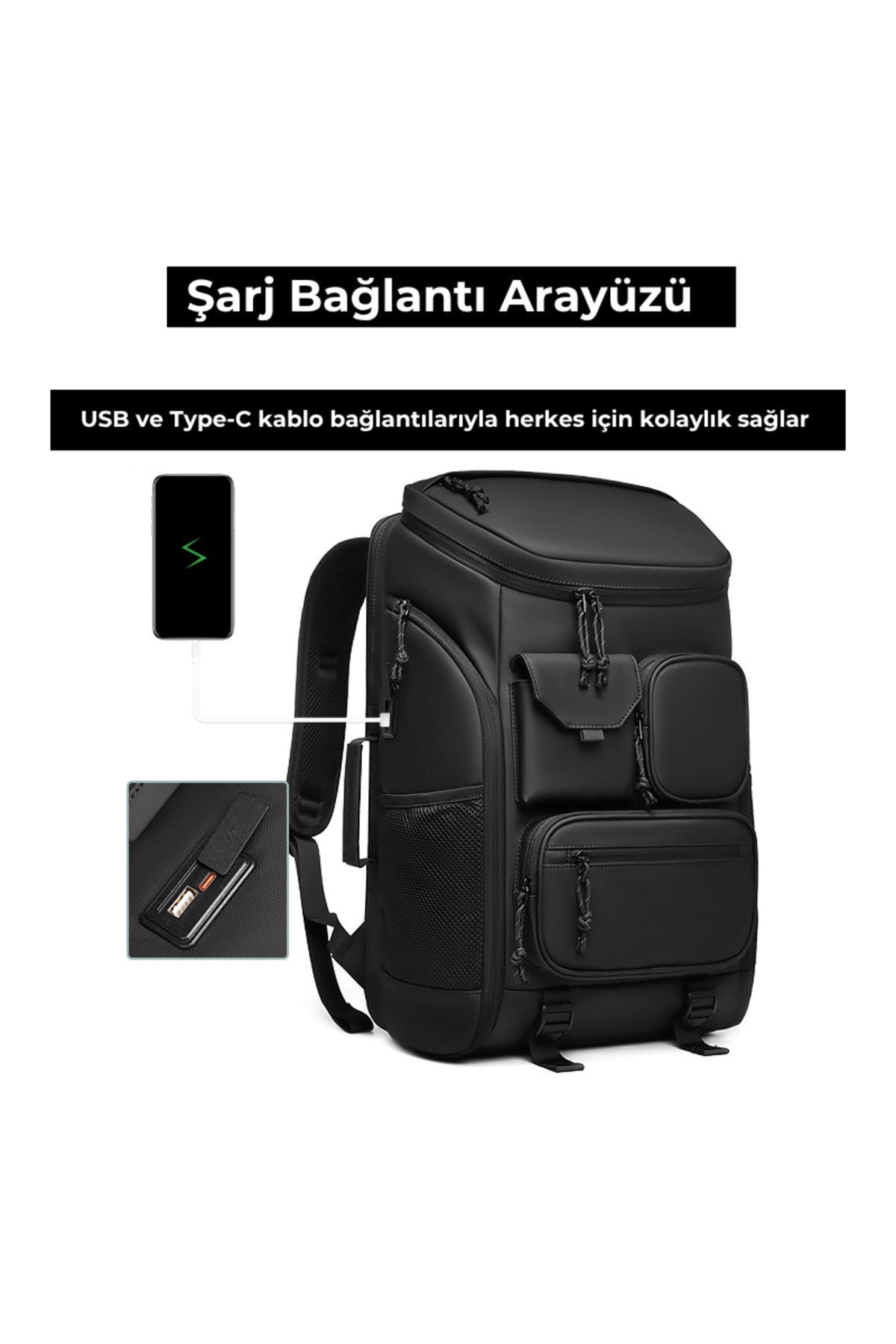 Ayakkabı Bölmeli Su Geçirmez Spor & Seyahat Sırt Çantası – 30L – 17” Laptop Bölmeli