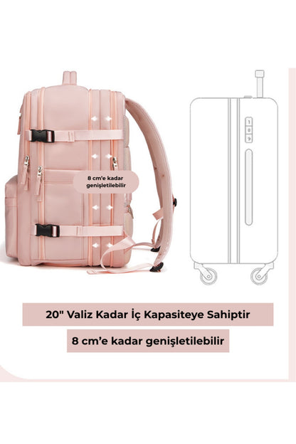 Su Geçirmez 16" inç 39L Ayakkabı Bölmeli Seyahat Sırt Çantası - Laptop Bölmeli, USB Şarj Girişli