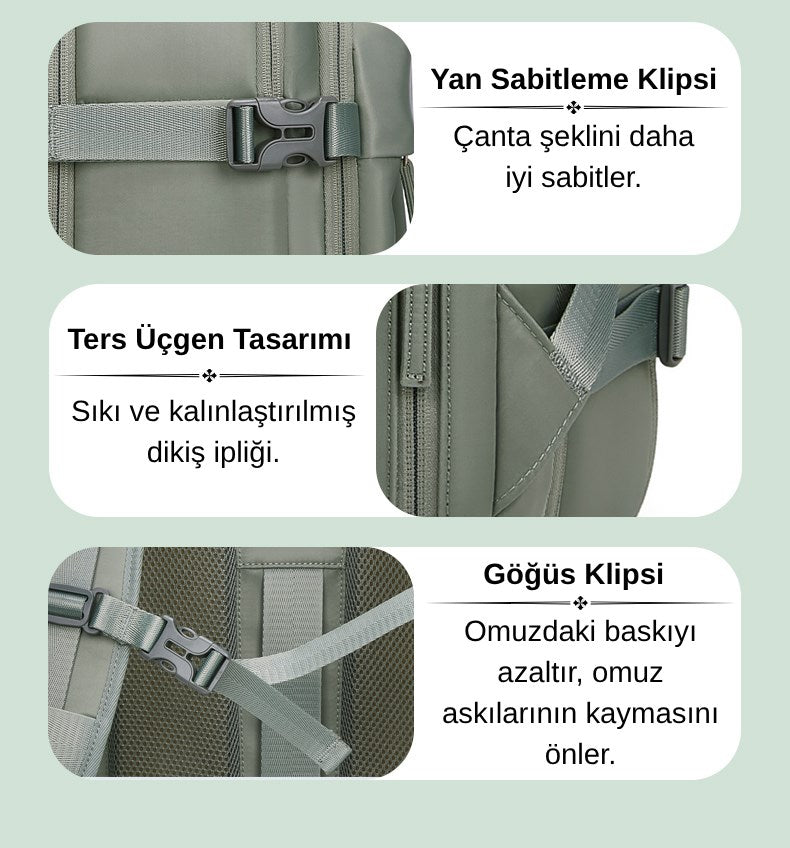 Su Geçirmez 39L Seyahat Sırt Çantası - 16" inç Laptop Bölmeli - Kuru Islak Ayırma Bölgesi - Ortopedik