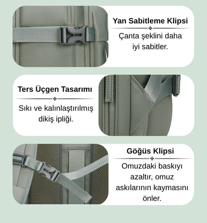 Su Geçirmez 39L Seyahat Sırt Çantası - 16" inç Laptop Bölmeli - Kuru Islak Ayırma Bölgesi - Ortopedik