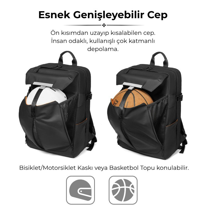 Su Geçirmez Seyahat Sırt Çantası - Yalıtımlı Çanta ve Islak Eşya Çantası Hediye - 16"inç Laptop Bölmeli