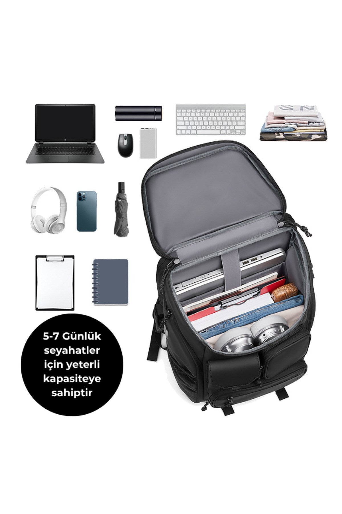 Ayakkabı Bölmeli Su Geçirmez Spor & Seyahat Sırt Çantası – 30L – 17” Laptop Bölmeli