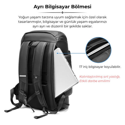 Su Geçirmez 40L Seyahat Sırt Çantası - 17" inç Laptop Bölmeli - İzolasyonlu Cep - Ayakkabı Bölmesi