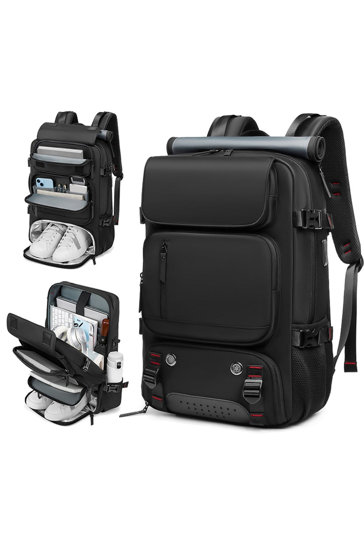 Ayakkabı Bölmeli Su Geçirmez Spor & Seyahat Sırt Çantası – 30L – 16” Laptop Bölmeli