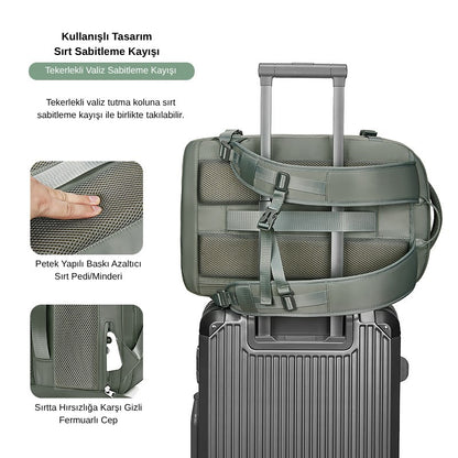 Su Geçirmez 39L Seyahat Sırt Çantası - 16" inç Laptop Bölmeli - Kuru Islak Ayırma Bölgesi - Ortopedik