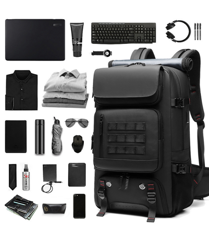 Su Geçirmez 17.3" inç 60L Ayakkabı Bölmeli Seyahat Sırt Çantası - Laptop Bölmeli, USB Şarj Girişli