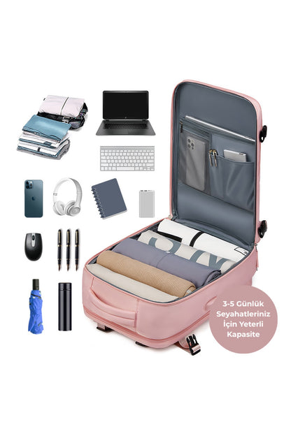 Su Geçirmez 16" inç 30L Ayakkabı Bölmeli Seyahat Sırt Çantası - Laptop Bölmeli, USB Şarj Girişli