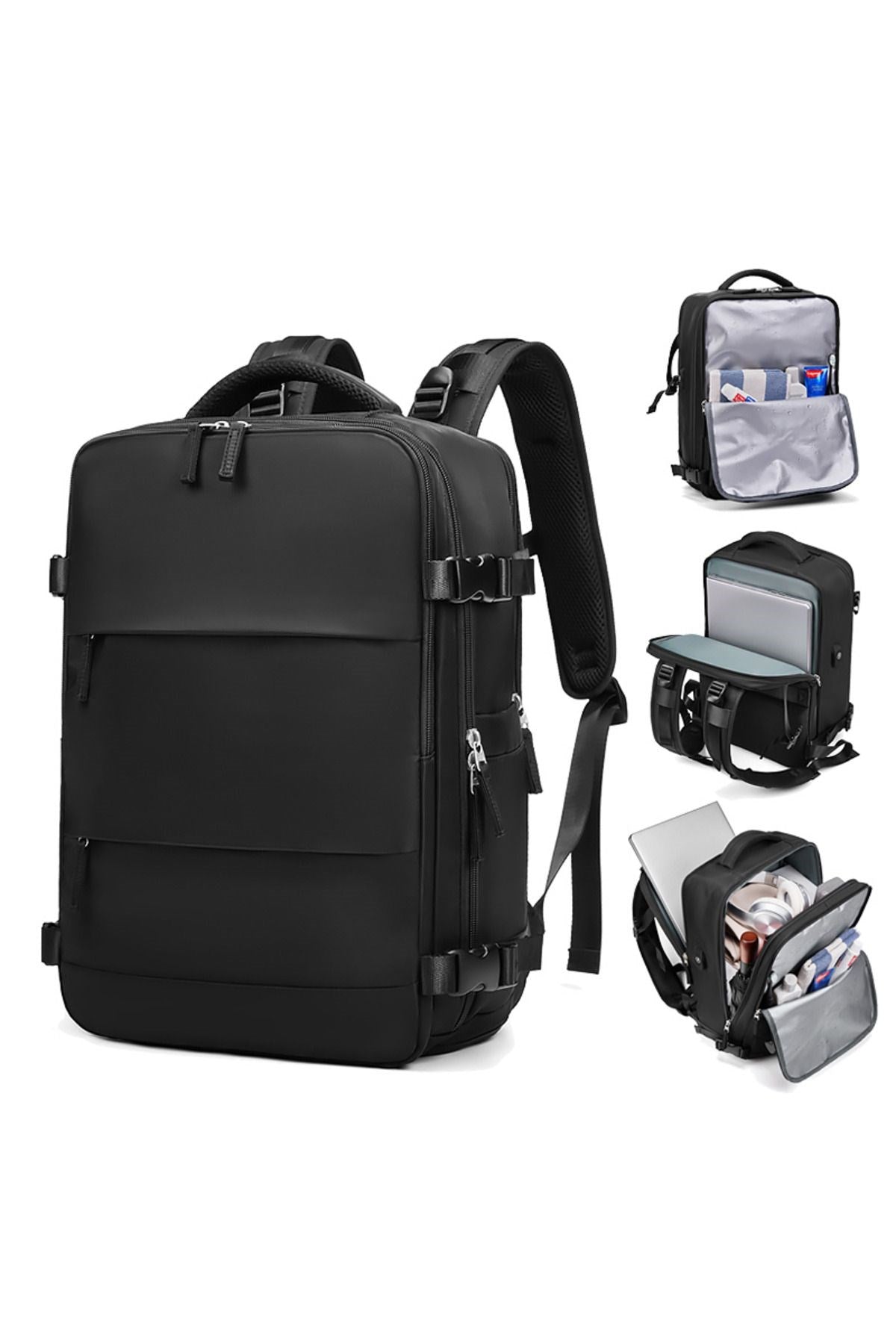 Su Geçirmez 16" inç 30L Ayakkabı Bölmeli Seyahat Sırt Çantası - Laptop Bölmeli, USB Şarj Girişli