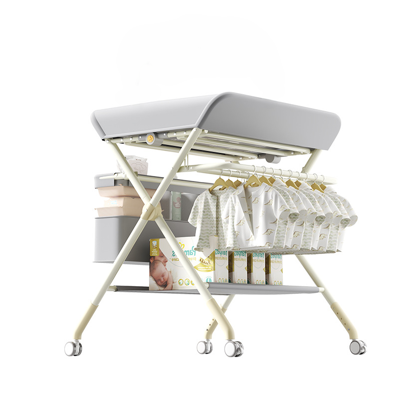 Portatif Bebek Alt Değiştirme Bakım Masası Sepetli Organizer Katlanabilir Taşınabilir İstasyon Tekerlekli Askılık