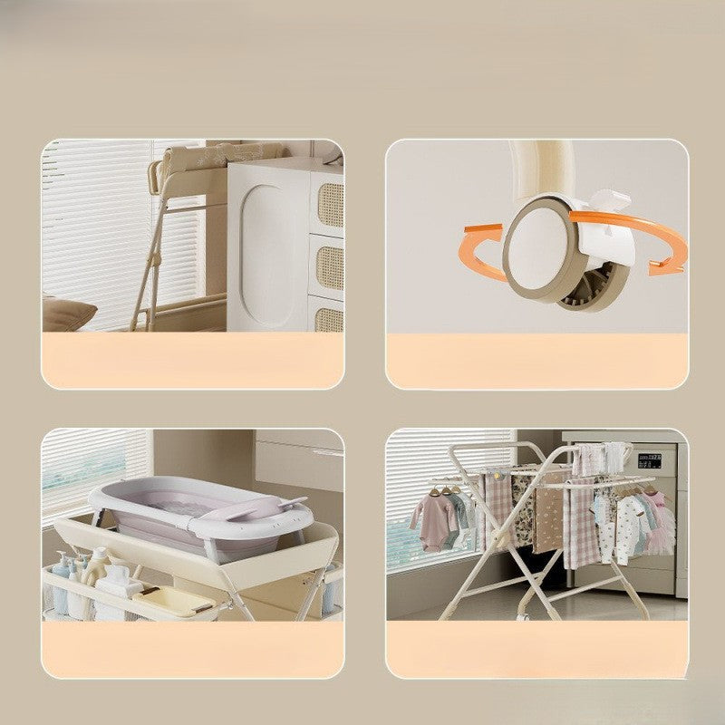 Portatif Bebek Alt Değiştirme Bakım Masası Sepetli Organizer Katlanabilir Taşınabilir İstasyon Tekerlekli Askılık