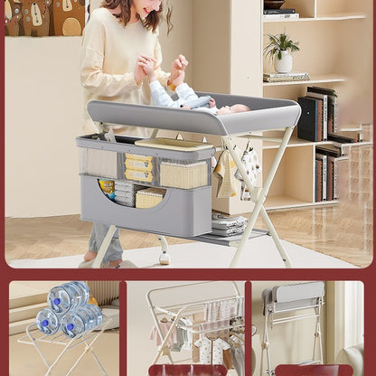 Portatif Bebek Alt Değiştirme Bakım Masası Sepetli Organizer Katlanabilir Taşınabilir İstasyon Tekerlekli Askılık