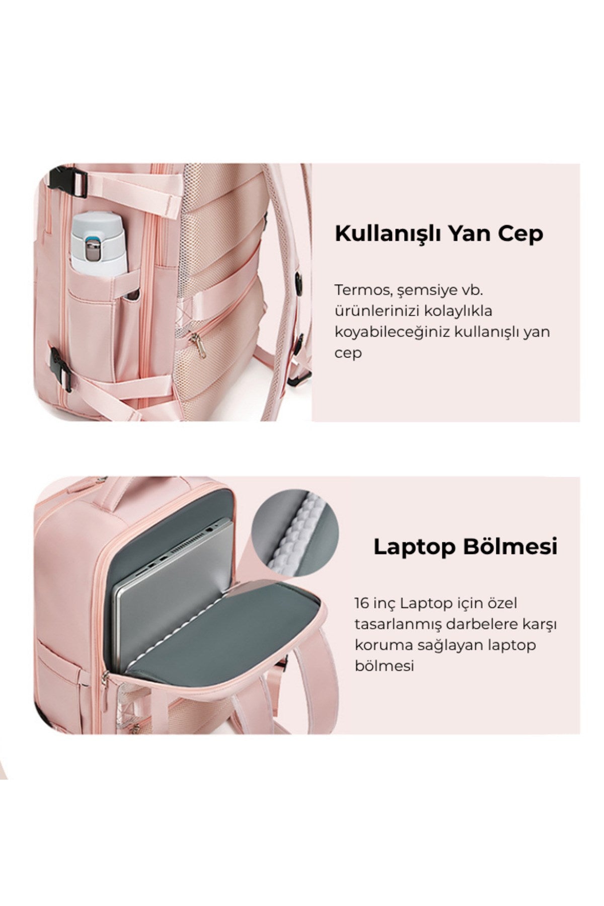 Su Geçirmez 16" inç 39L Ayakkabı Bölmeli Seyahat Sırt Çantası - Laptop Bölmeli, USB Şarj Girişli