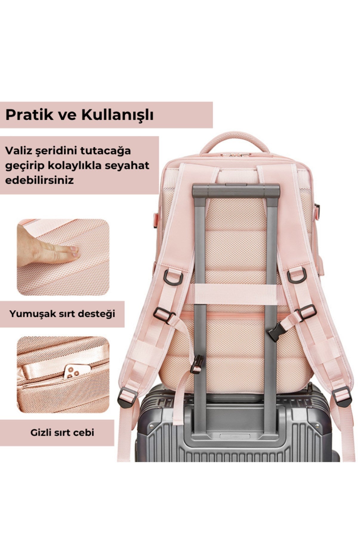 Su Geçirmez 16" inç 39L Ayakkabı Bölmeli Seyahat Sırt Çantası - Laptop Bölmeli, USB Şarj Girişli