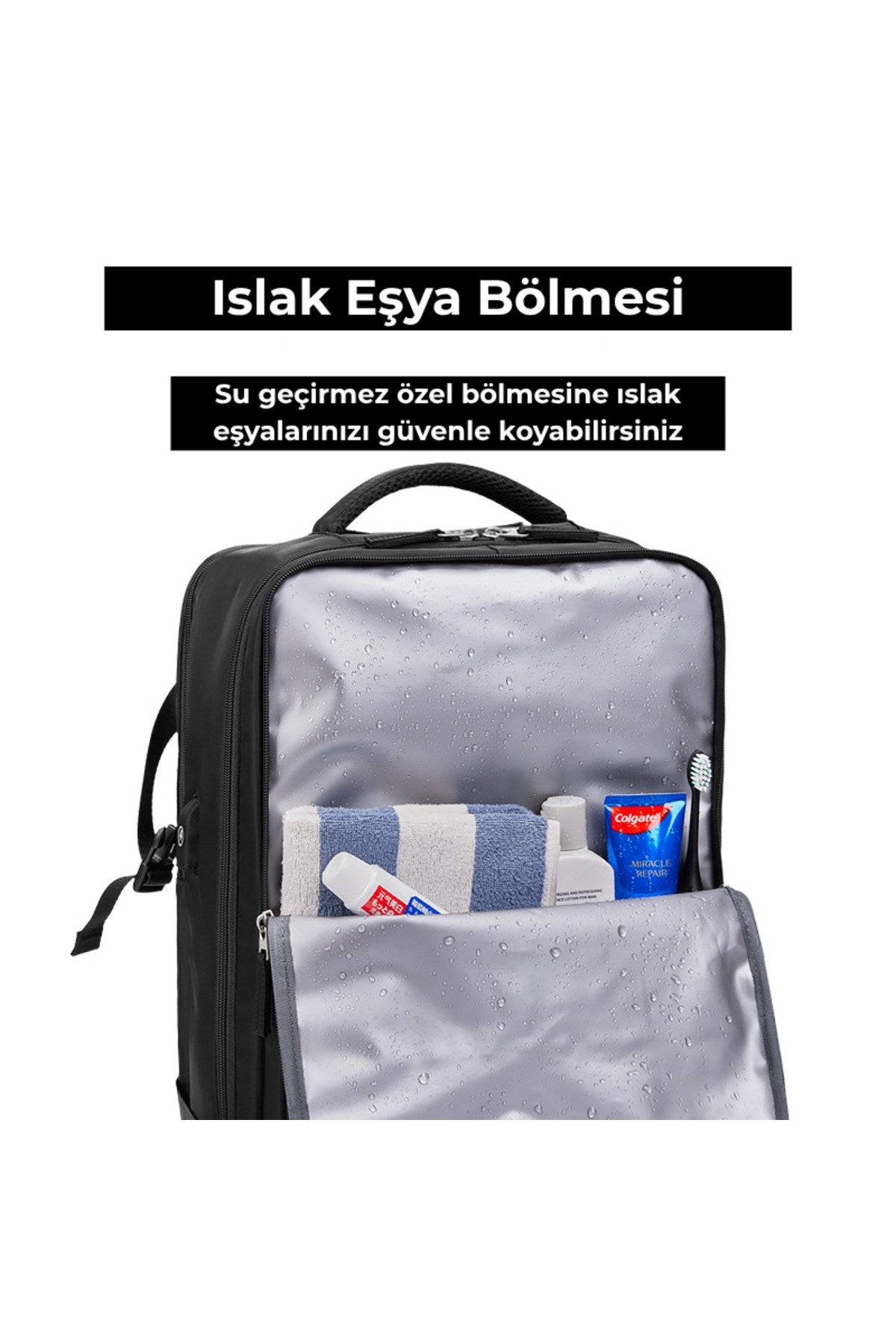 Su Geçirmez 16" inç 30L Ayakkabı Bölmeli Seyahat Sırt Çantası - Laptop Bölmeli, USB Şarj Girişli
