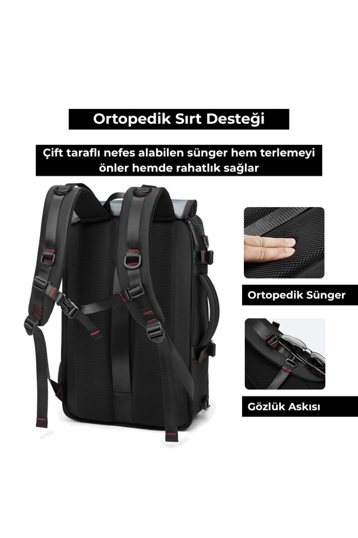 Ayakkabı Bölmeli Su Geçirmez Spor & Seyahat Sırt Çantası – 30L – 16” Laptop Bölmeli