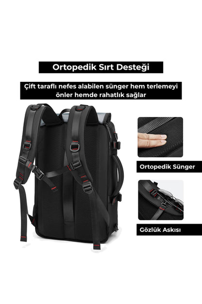 Ayakkabı Bölmeli Su Geçirmez Spor & Seyahat Sırt Çantası – 30L – 16” Laptop Bölmeli