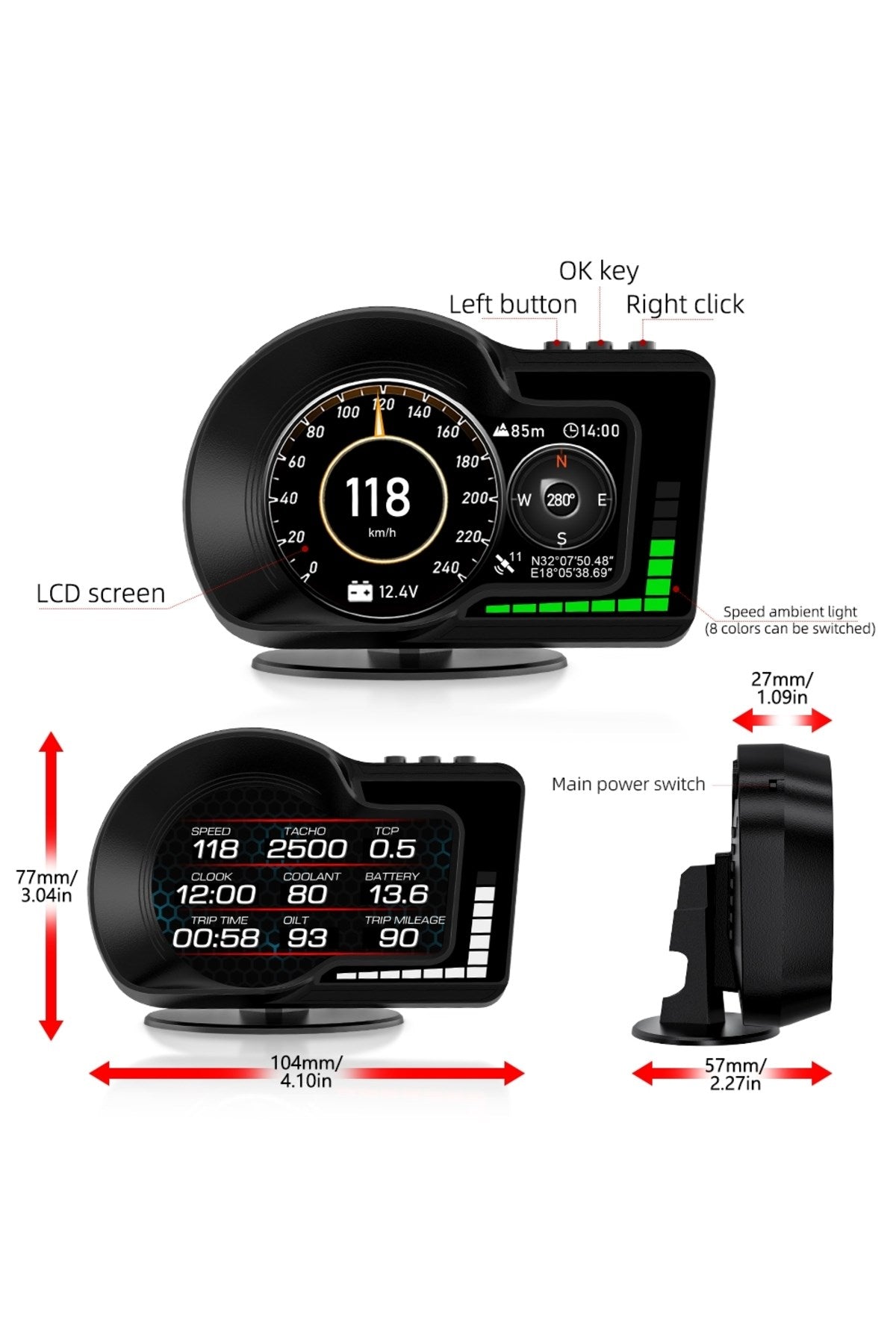 F15 HUD OBD Gelişmiş Fonksiyonlu Araç Veri Ekranı Head Up Display
