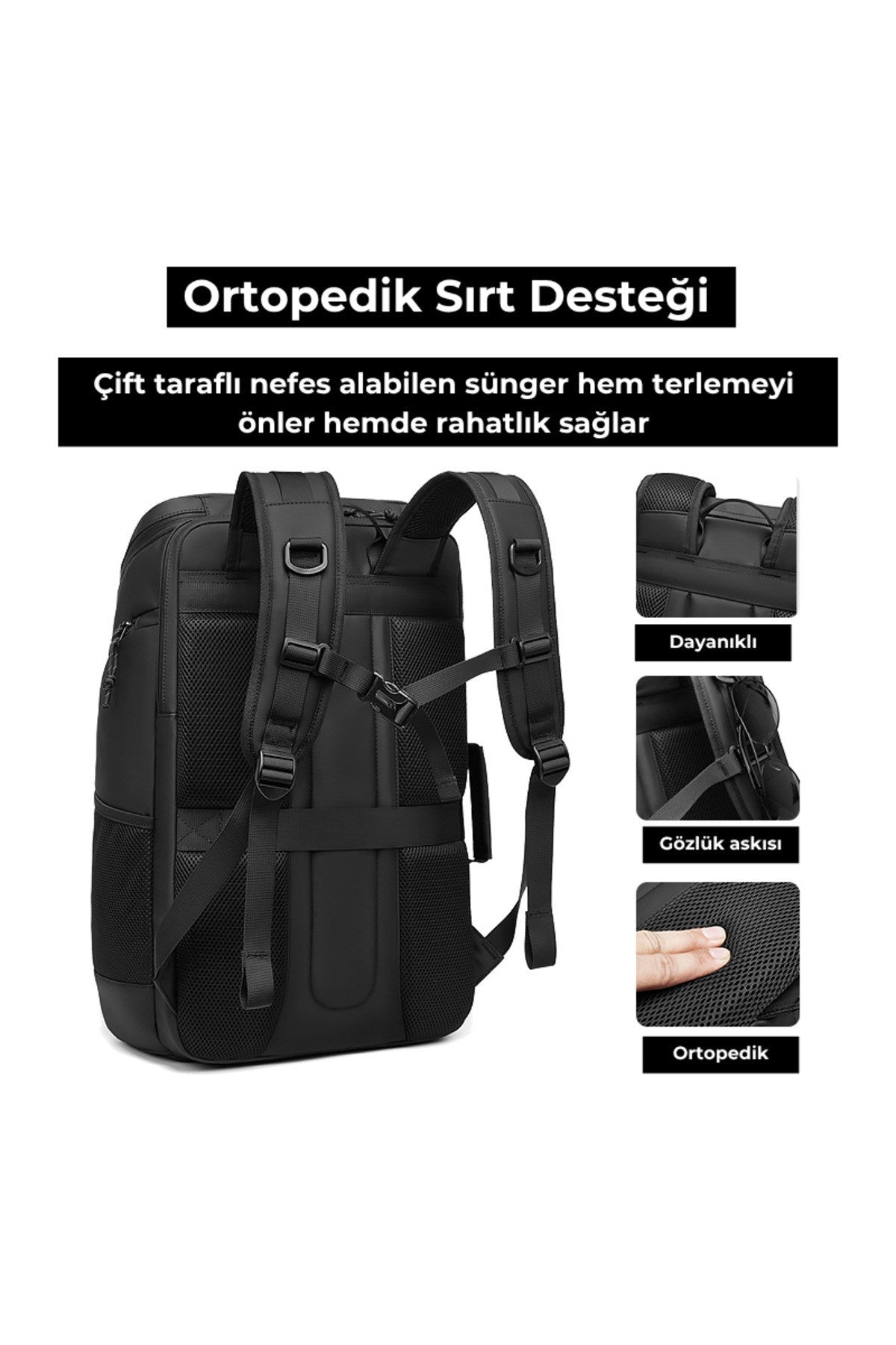 Ayakkabı Bölmeli Su Geçirmez Spor & Seyahat Sırt Çantası – 30L – 17” Laptop Bölmeli