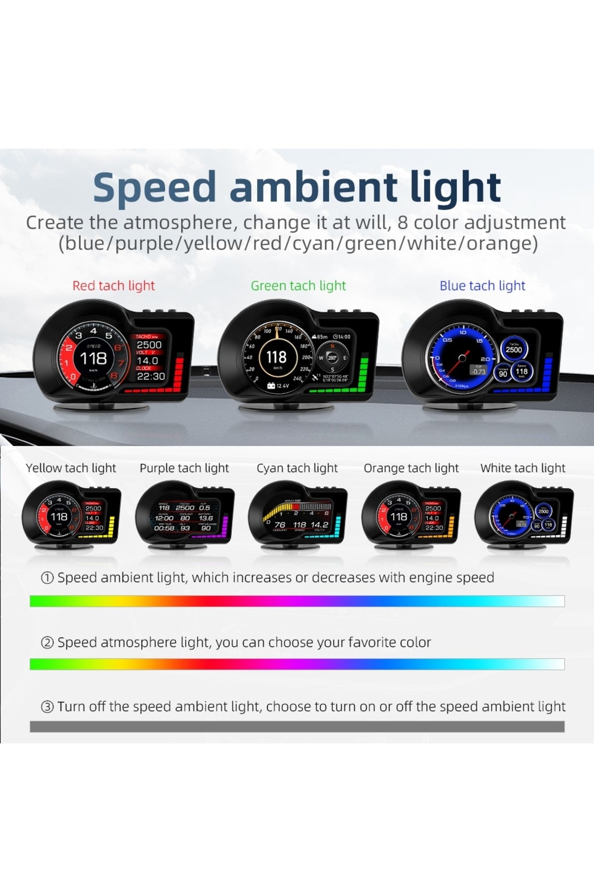 F15 HUD OBD Gelişmiş Fonksiyonlu Araç Veri Ekranı Head Up Display