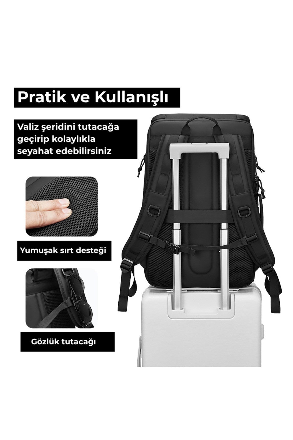 Ayakkabı Bölmeli Su Geçirmez Spor & Seyahat Sırt Çantası – 30L – 17” Laptop Bölmeli