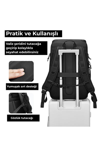 Ayakkabı Bölmeli Su Geçirmez Spor & Seyahat Sırt Çantası – 30L – 17” Laptop Bölmeli