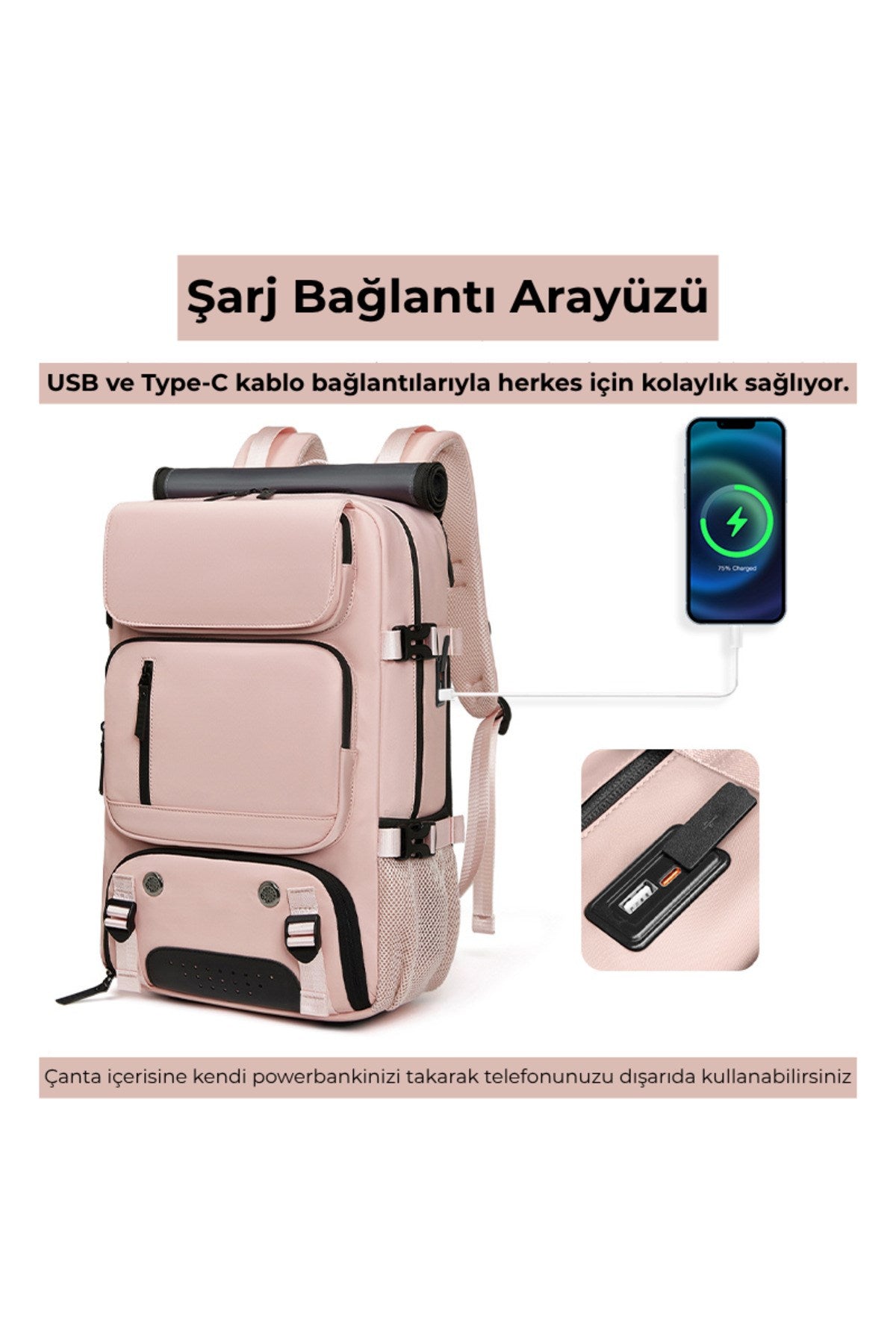 Ayakkabı Bölmeli Su Geçirmez Spor & Seyahat Sırt Çantası – 30L – 16” Laptop Bölmeli