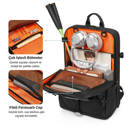 Su Geçirmez Seyahat Sırt Çantası - Yalıtımlı Çanta ve Islak Eşya Çantası Hediye - 16"inç Laptop Bölmeli