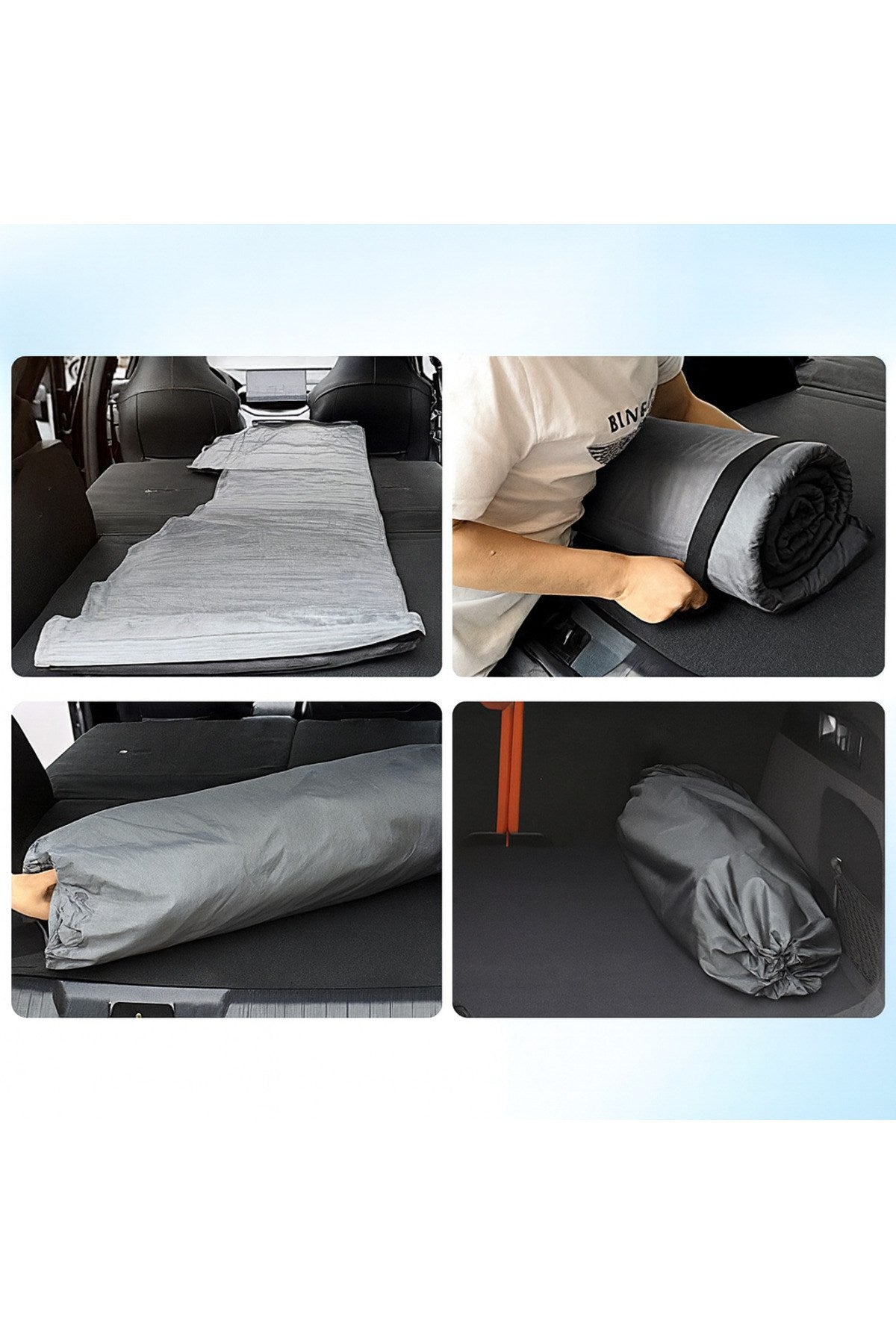 Chery Tiggo 8 Pro Uyumlu Araç İçi Şişme Yatak Ve Yastık Seti Pompa Siyah