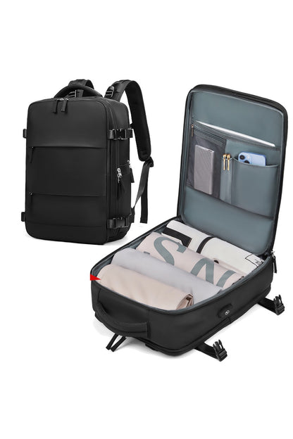 Su Geçirmez 16" inç 30L Ayakkabı Bölmeli Seyahat Sırt Çantası - Laptop Bölmeli, USB Şarj Girişli