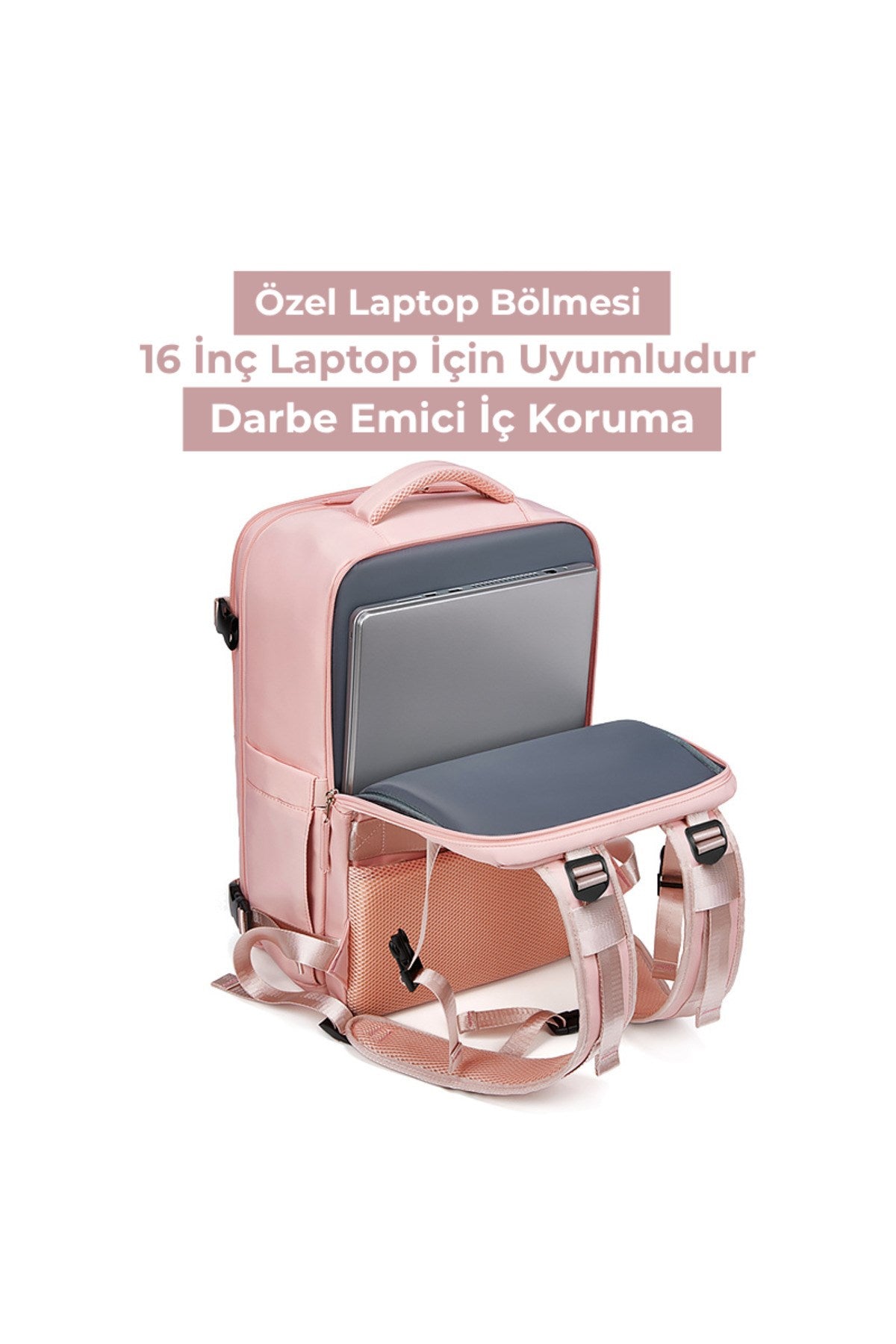 Su Geçirmez 16" inç 30L Ayakkabı Bölmeli Seyahat Sırt Çantası - Laptop Bölmeli, USB Şarj Girişli