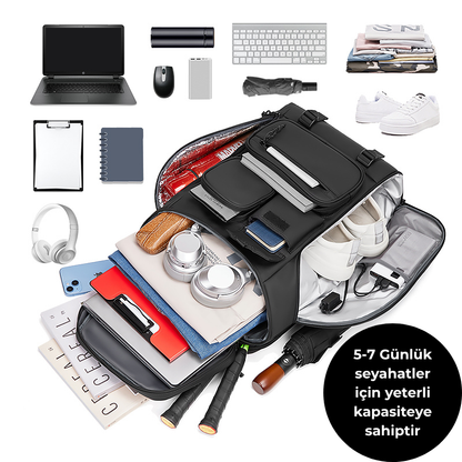 Ayakkabı Bölmeli Su Geçirmez Spor & Seyahat Sırt Çantası – 30L – 17” Laptop Bölmeli